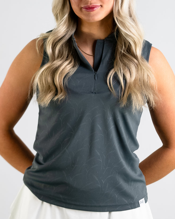 Embossed Prairie Wheat Sleeveless Polo