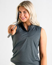 Embossed Prairie Wheat Sleeveless Polo