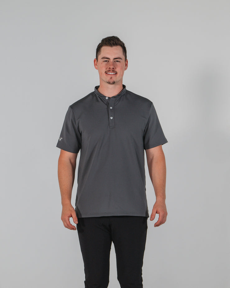 Statement Blade Collar Polo - Charcoal